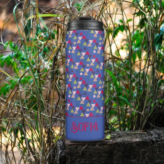 Name des abstrakten Dreieck-Musters blau Thermosbecher