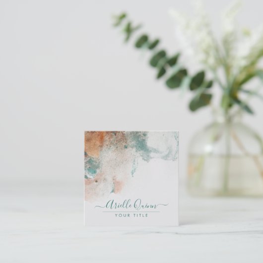 Name des abstrakten Watercolor-Skripts Quadratische Visitenkarte (Stehend Vorderseite)