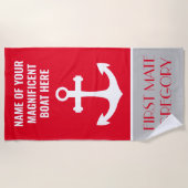 Name des Ankerbootes Personalisiertes Strandtuch (Vorderseite)