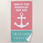 Name des Ankerbootes Personalisiertes Strandtuch (Vorderseite)