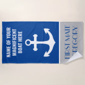 Name des Ankerboots Personalisiert nautisch Strandtuch (Vorderseite)