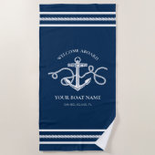 Name des Ankerboots Willkommen in der Marine Strandtuch (Vorderseite)