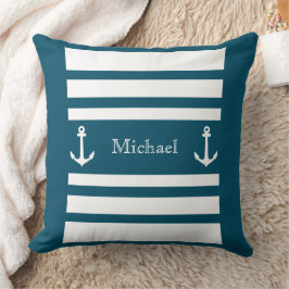 Name des Ankerpunktes Nautic Blue and White Stripe Kissen