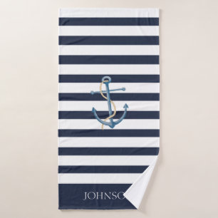 Name des Ankerpunkts der Nautic Navy White Stripes Badehandtuch