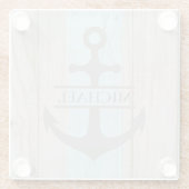 Name des Ankerpunkts des nautischen Holzboots Glasuntersetzer (Rückseite)