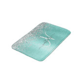 Name des aquamarin gebürsteten Metalls Silber Glit Badematte (Schrägansicht)