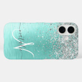Name des aquamarin gebürsteten Metalls Silber Glit Case-Mate iPhone Hülle (Rückseite (Horizontal))