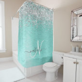 Name des aquamarin gebürsteten Metalls Silber Glit Duschvorhang (Beispiel)