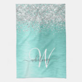 Name des aquamarin gebürsteten Metalls Silber Glit Geschirrtuch (Vertikal)