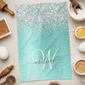 Name des aquamarin gebürsteten Metalls Silber Glit Geschirrtuch