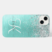 Name des aquamarin gebürsteten Metalls Silber Glit iPhone Hülle (Rückseite (Horizontal))