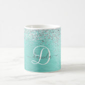 Name des aquamarin gebürsteten Metalls Silber Glit Kaffeetasse (Mittel)