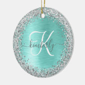 Name des aquamarin gebürsteten Metalls Silber Glit Keramik Ornament (Links)