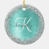 Name des aquamarin gebürsteten Metalls Silber Glit Keramik Ornament (Hinten)