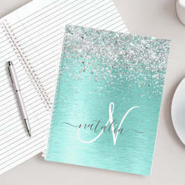 Name des aquamarin gebürsteten Metalls Silber Glit Notizblock