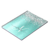 Name des aquamarin gebürsteten Metalls Silber Glit Notizblock (Linke Seite)