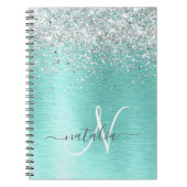 Name des aquamarin gebürsteten Metalls Silber Glit Notizblock (Vorderseite)