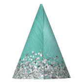 Name des aquamarin gebürsteten Metalls Silber Glit Partyhütchen (Rückseite)