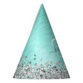 Name des aquamarin gebürsteten Metalls Silber Glit Partyhütchen (Links)