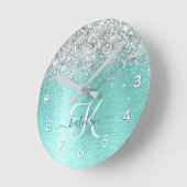 Name des aquamarin gebürsteten Metalls Silber Glit Runde Wanduhr (Winkel)