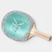 Name des aquamarin gebürsteten Metalls Silber Glit Tischtennis Schläger (Seitenansicht)