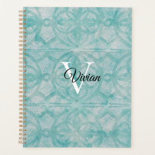 Name des aquamarinen Batik Elegant Monogramms Planer