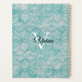 Name des aquamarinen Batik Elegant Monogramms Planer (Rückseite)