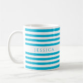 Name des aquamarinen blauen Streifen Kaffeetasse (Links)