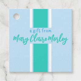 Name des aquamarinen dicken Streifens Geschenkanhänger