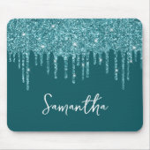 Name des aquamarinen Glitzer Mousepad (Vorne)