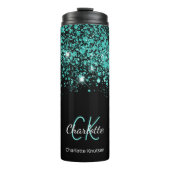 Name des aquamarinen Glitzer Thermosbecher (Vorderseite)