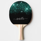 Name des aquamarinen Glitzer Tischtennis Schläger (Vorderseite)