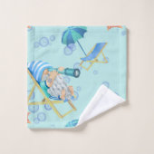 Name des Aquamarinen Gnome Monogramms Badhandtuch Set (Waschlappen)