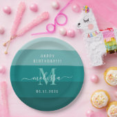 Name des aquamarinen grünen Blauen Farbblocks Pappteller (Party)