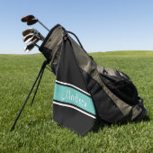 Name des Aquamarinen Strip-Skripts für das Schwarz Golfhandtuch (Gras)