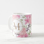 Name des Aquarells Floral Gold Monogram Kaffeetasse (Vorderseite Links)