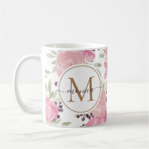 Name des Aquarells Floral Gold Monogram