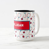 Name des Arztes für das Stethoskop Zweifarbige Tasse (VorderseiteRechts)