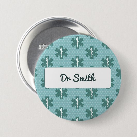 Name des Arztes Symbol Medizinisches Geschenk Button (Vorne & Hinten)