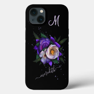 Name des atemberaubenden 3-Farb-Monogramm-Glitzer iPhone 13 Hülle