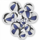 Name des Athleten auf dem Haufen blauer schwarzer Aufkleber (Vorderseite)