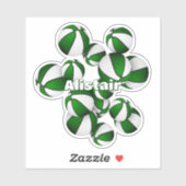 Name des Athleten auf dem Haufen grüner weißer Bas Aufkleber (Blatt)