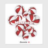 Name des Athleten auf dem Haufen von weißen, roten Aufkleber (Blatt)