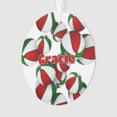 Name des Athleten auf rot-grünen Basketballkörben Ornament (Vorderseite)