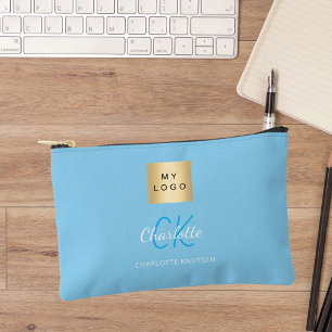 Name des Baby Blue Business Logos Monogram Zubehörtasche