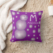 Name des Baby Initial 3D Ball Moon Lila Snowman Do Kissen (Decke)