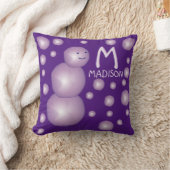 Name des Baby Initial Lila Snowman 3D Ball Moon Do Kissen (Decke)