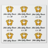 Name des Babyduschens Datum Schwarz-weißes Gold Geschenkpapier (Flach)