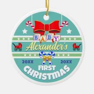 Name des Babys First Christmas Unisex Keramik Ornament