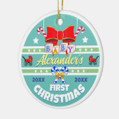 Name des Babys First Christmas Unisex Keramik Ornament (Links)